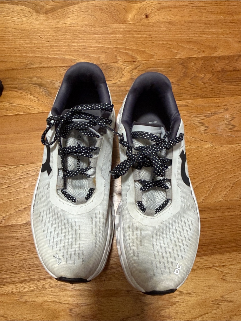 On CloudMonster Running Shoes - White and Black